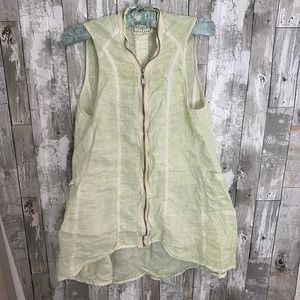 Beulah ramie green zip sleeveless top L